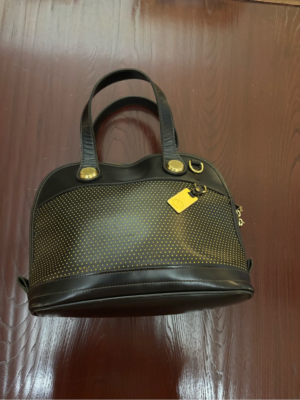 Vintage Dooney & Bourke Perforated "Cabriolet" Leather Dome Satchel - Picture 2 of 6